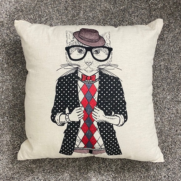 Other - Throw pillow 16x16 in. Hipster Cat